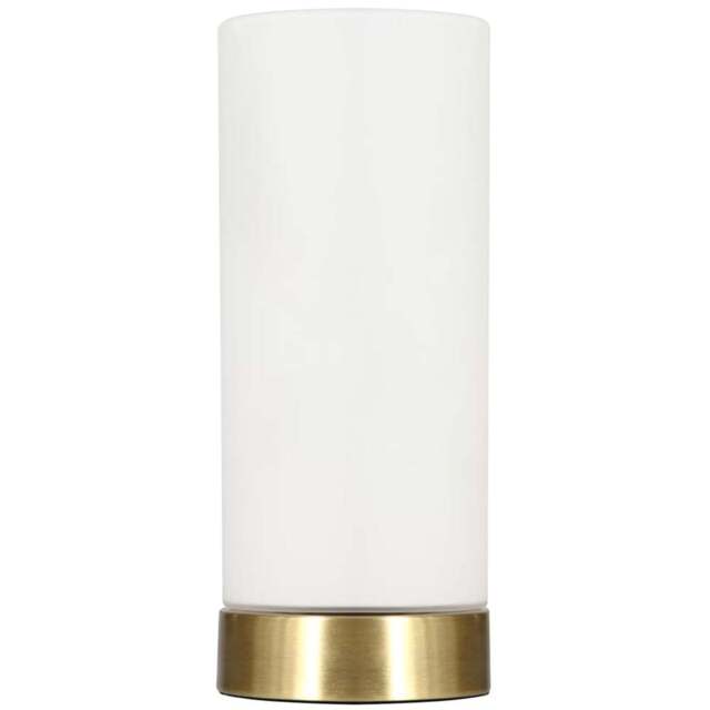 Kliving Lonsdale e-14 White and Brass Glass Pad Table Lamp 40W - Size: 23.5 x 10 x 10cm - Gold - Wilko - image 1
