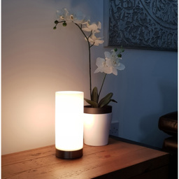 Kliving Lonsdale e-14 White and Brass Glass Pad Table Lamp 40W - Size: 23.5 x 10 x 10cm - Gold - Wilko - thumbnail 3
