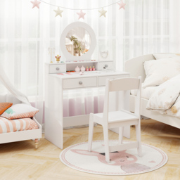Costway 4 Drawer Single Shelf White Kids Vanity Set - Size: 70 x 40 x 110cm - Wilko - thumbnail 6