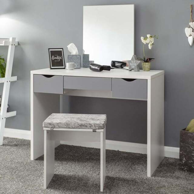 GFW Elizabeth 3 Drawer White Dressing Table Set with Mirror - Size: 49 x 100 x 129cm - Wilko - image 1