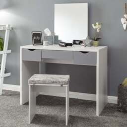 GFW Elizabeth 3 Drawer White Dressing Table Set with Mirror - Size: 49 x 100 x 129cm - Wilko