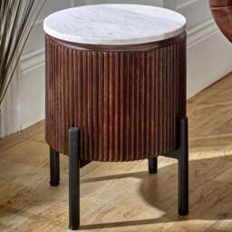 Brooklyn Opal Marble Top Mango Wood Side Table - Brown - Wilko - thumbnail 1