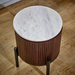 Brooklyn Opal Marble Top Mango Wood Side Table - Brown - Wilko - thumbnail 5
