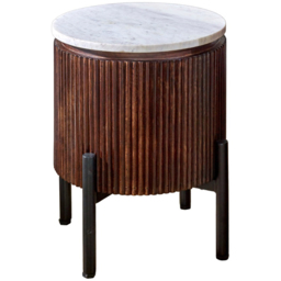 Brooklyn Opal Marble Top Mango Wood Side Table - Brown - Wilko - thumbnail 3