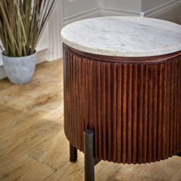 Brooklyn Opal Marble Top Mango Wood Side Table - Brown - Wilko - thumbnail 4