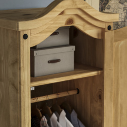 VIDA DESIGNS Corona Single Door Natural Wardrobe - Brown - Wilko - thumbnail 4