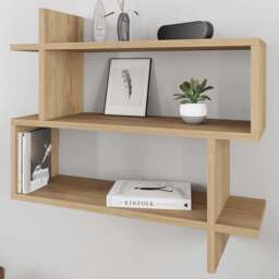 Decortie Paralel 2 Shelf Oak Wall Mounted Bookcase - Cream - Wilko