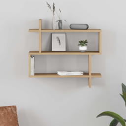 Decortie Paralel 2 Shelf Oak Wall Mounted Bookcase - Cream - Wilko - thumbnail 5