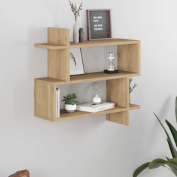 Decortie Paralel 2 Shelf Oak Wall Mounted Bookcase - Cream - Wilko - thumbnail 4