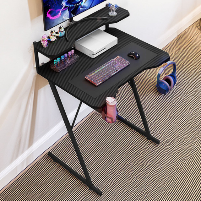 House of Home Carbon Fibre Top Gaming Desk with Monitor Stand Black - Size: 91 x 80 x 60cm - Wilko - image 1