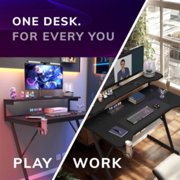 House of Home Carbon Fibre Top Gaming Desk with Monitor Stand Black - Size: 91 x 80 x 60cm - Wilko - thumbnail 6