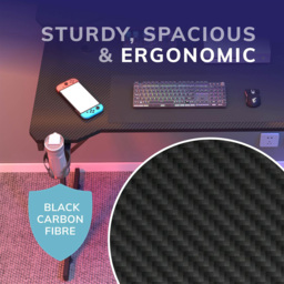 House of Home Carbon Fibre Top Gaming Desk with Monitor Stand Black - Size: 91 x 80 x 60cm - Wilko - thumbnail 4