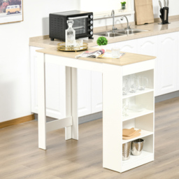 Portland 2 Seater Dining Table Natural with 4 Tier Storage Shelf - Size: 115 x 50 x 102.7cm - Cream - Wilko - thumbnail 6