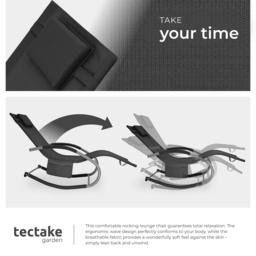 tectake Taya Set of 2 Black Rocking Sun Lounger - Size: 92 x 62 x 142cm - Wilko - thumbnail 5