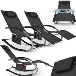 tectake Taya Set of 2 Black Rocking Sun Lounger - Size: 92 x 62 x 142cm - Wilko - thumbnail 3