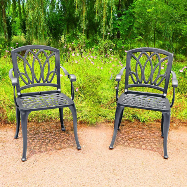 Centurion Positano Set of 2 Grey Garden Bistro Chairs with Armrests - Size: 89 x 49.5 x 47cm - Wilko - image 1