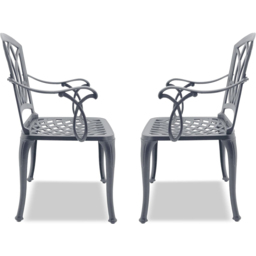 Centurion Positano Set of 2 Grey Garden Bistro Chairs with Armrests - Size: 89 x 49.5 x 47cm - Wilko - thumbnail 6