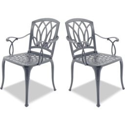Centurion Positano Set of 2 Grey Garden Bistro Chairs with Armrests - Size: 89 x 49.5 x 47cm - Wilko - thumbnail 5