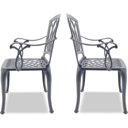 Centurion Positano Set of 2 Grey Garden Bistro Chairs with Armrests - Size: 89 x 49.5 x 47cm - Wilko - thumbnail 4