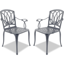 Centurion Positano Set of 2 Grey Garden Bistro Chairs with Armrests - Size: 89 x 49.5 x 47cm - Wilko - thumbnail 3