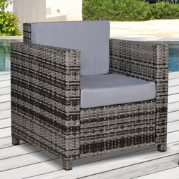 Outsunny Grey Single Sofa Armchair with Cushion - Size: 1 Seater - Wilko