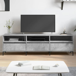 vidaXL 3 Drawer 3 Shelf Concrete Grey TV Cabinet - Size: 44.5 x 150 x 30cm - Wilko