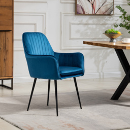 Artemis Home Carrara Set of 2 Blue Velvet Dining Chair - Wilko - thumbnail 4