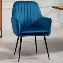 Artemis Home Carrara Set of 2 Blue Velvet Dining Chair - Wilko