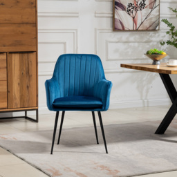 Artemis Home Carrara Set of 2 Blue Velvet Dining Chair - Wilko - thumbnail 3