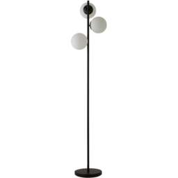ValueLights Jas 3 Way Frosted White Glass Globe Shade Silver Chrome LED Floor Lamp - Size: 159 x 35 x 25cm - Black - Wilko