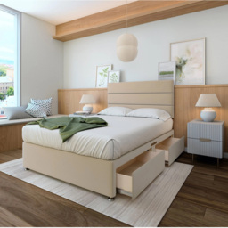 Bedmaster Single Natural Plush Velvet 2 Drawer Divan Base - Cream - Wilko - thumbnail 3