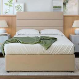 Bedmaster Single Natural Plush Velvet 2 Drawer Divan Base - Cream - Wilko - thumbnail 1