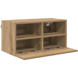 vidaXL 2 Door 2 Shelf Artisan Oak Wall Mounted TV Unit - Size: 40 x 80 x 34.5cm - Brown - Wilko - thumbnail 5