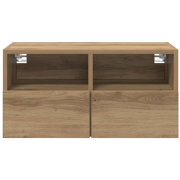 vidaXL 2 Door 2 Shelf Artisan Oak Wall Mounted TV Unit - Size: 40 x 80 x 34.5cm - Brown - Wilko - thumbnail 6