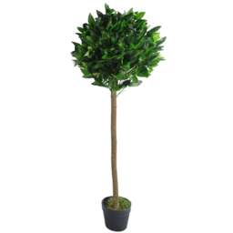 Leaf Artificial Bay Laurel Ball Topiary Tree with Natural Trunk 120cm - Size: 120 x 45 x 45cm - Green - Wilko