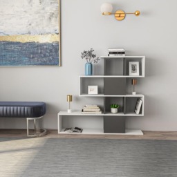 Decorotika Karlin 9 Shelf White and Anthracite Modern Bookcase - Size: 190 x 120 x 19.5cm - Multi - Wilko - thumbnail 5