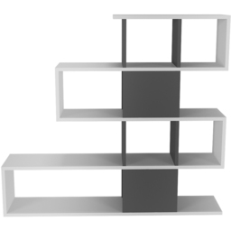Decorotika Karlin 9 Shelf White and Anthracite Modern Bookcase - Size: 190 x 120 x 19.5cm - Multi - Wilko - thumbnail 3