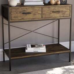 VIDA DESIGNS Brooklyn 2 Drawer Dark Wood Console Table - Size: 34 x 80 x 74cm - Brown - Wilko