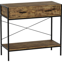 Vida Designs Brooklyn 2 Drawer Dark Wood Console Table - Size: 34 x 80 x 74cm - Brown - Wilko - thumbnail 3