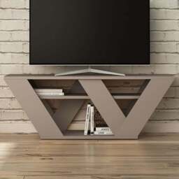 Decortie Pipralla 2 Shelf Mocha Grey Modern TV Unit - Size: 40 x 110 x 30cm - Wilko - thumbnail 1