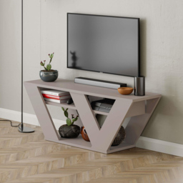 Decortie Pipralla 2 Shelf Mocha Grey Modern TV Unit - Size: 40 x 110 x 30cm - Wilko - thumbnail 6