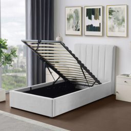 Brooklyn Evelynne Single Light Grey Linen Ottoman Bed - Wilko - thumbnail 4