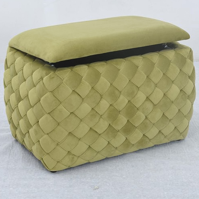 Artemis Home Plumeo Green Velvet Storage Ottoman - Size: 45 x 65 x 43cm - Wilko - image 1
