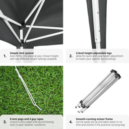 tectake Linosa 3 x 3m Grey Water and UV Resistant Gazebo - Wilko - thumbnail 6