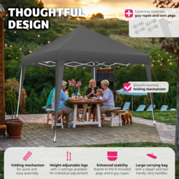 tectake Linosa 3 x 3m Grey Water and UV Resistant Gazebo - Wilko - thumbnail 4