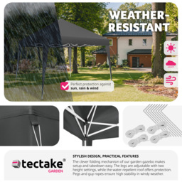 tectake Linosa 3 x 3m Grey Water and UV Resistant Gazebo - Wilko - thumbnail 5