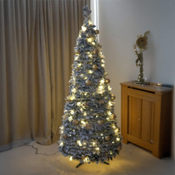 Xmas Haus Pop Up Pre Lit Snowy Artificial Christmas Tree 7ft - Silver - Wilko - thumbnail 5