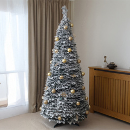 Xmas Haus Pop Up Pre Lit Snowy Artificial Christmas Tree 7ft - Silver - Wilko - thumbnail 3