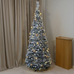 Xmas Haus Pop Up Pre Lit Snowy Artificial Christmas Tree 7ft - Silver - Wilko - thumbnail 4
