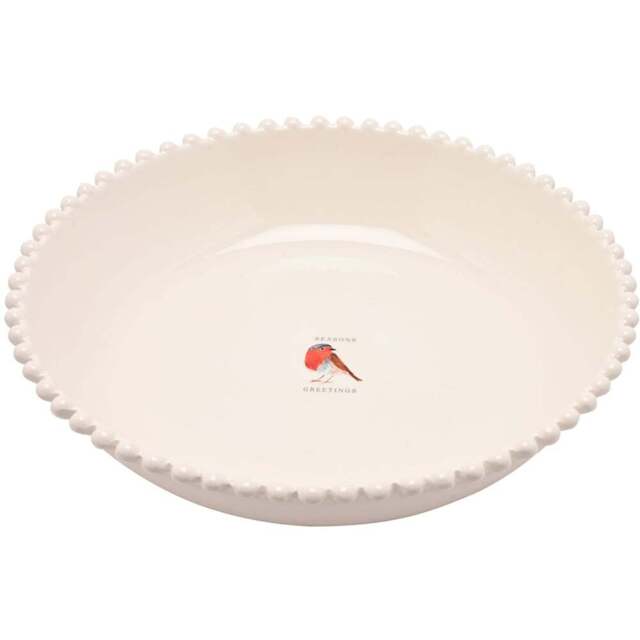 The Seasonal Gift Co. Robin Serving Bowl - Size: 6.5 x 29 x 29cm - Cream - Wilko - image 1